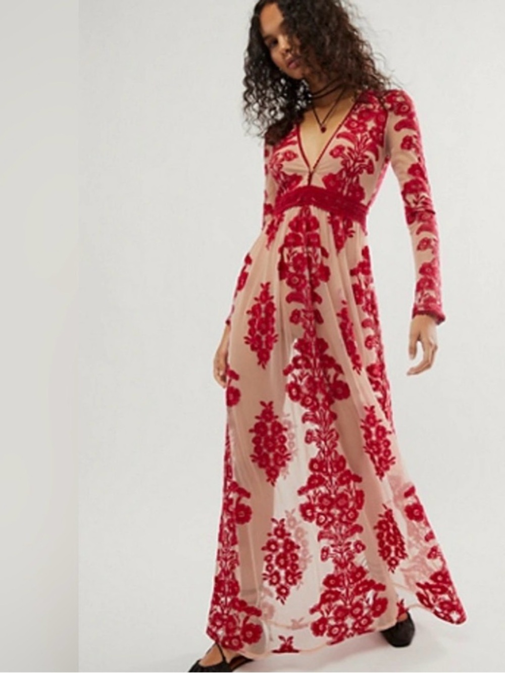For Love and Lemons Red Temecula Lace Maxi Dress - Picture 2 of 5